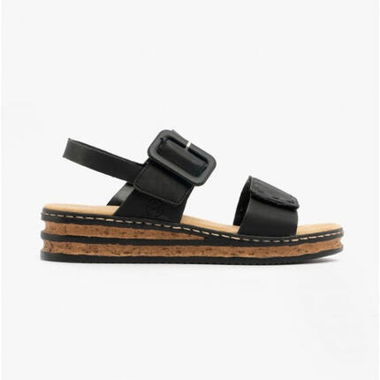 Rieker Damen Keilsandaletten Sandalen 62950-00 tiefschwarz