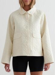 Femme Veste Motif Patchwork Déperlant Blanc d'Amande
