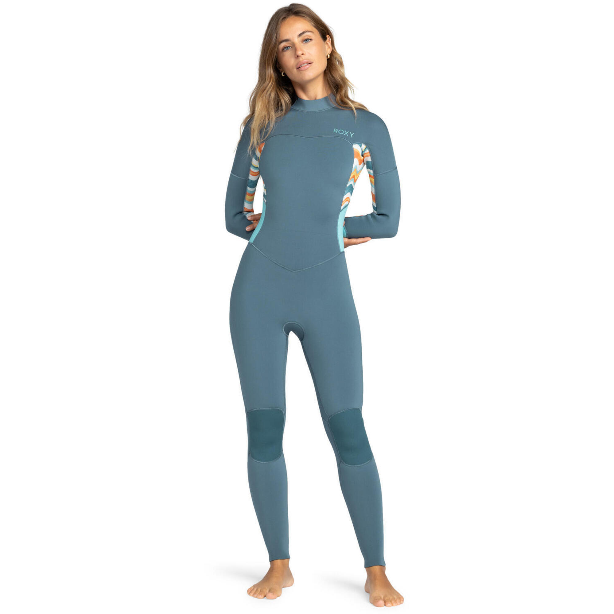 Roxy - Combinaison Back Zip 4/3mm Swell Series Bleu Femme - Combinaison Néoprène - Bleu - 34 2xs - Decathlon
