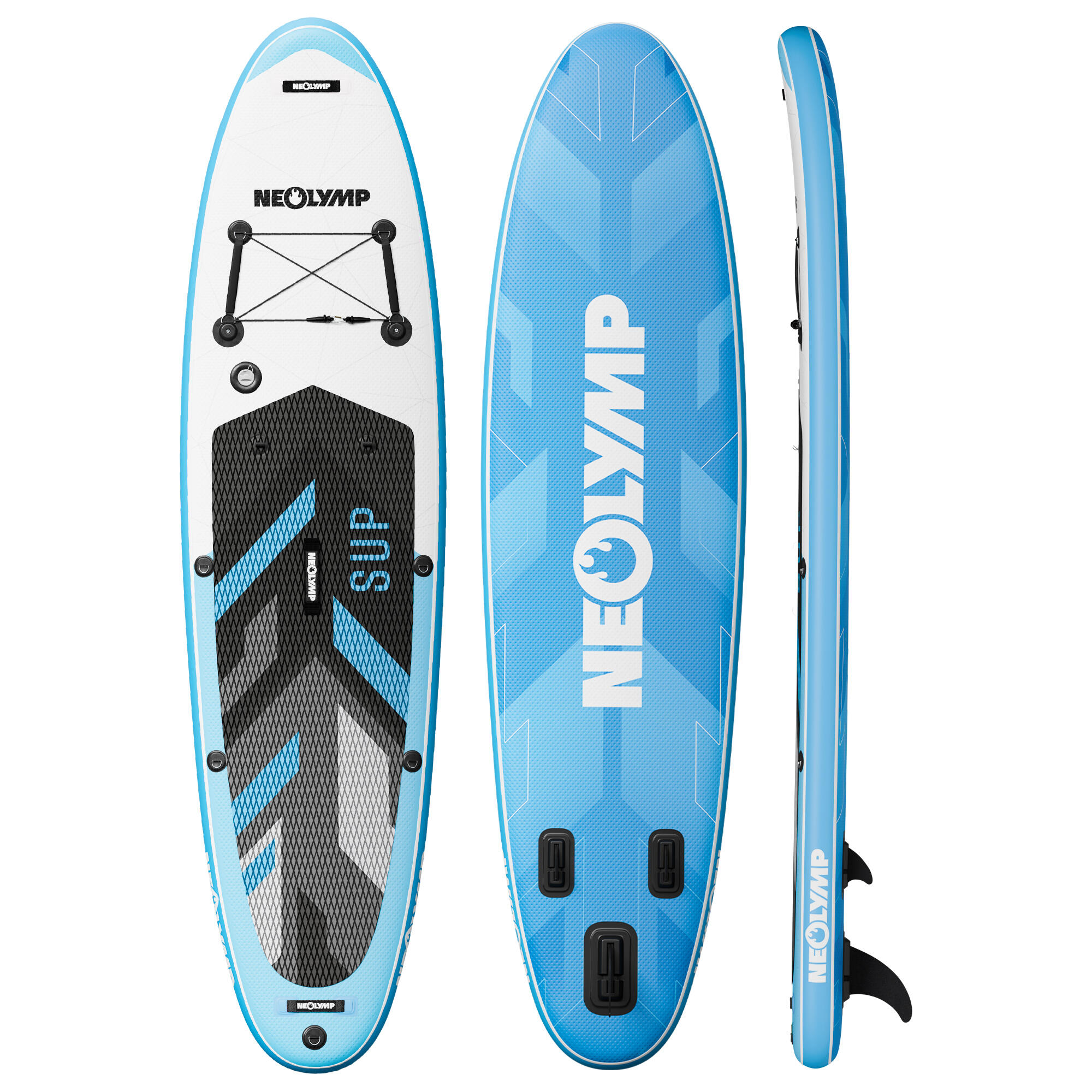 Neolymp - Neolymp Sup Board 315 cm Set Complet : Siège Kayak, Pompe, Sac – 150 kg - Set De Stand Up Paddle - Blanc|bleu - 320 Cm - Decathlon