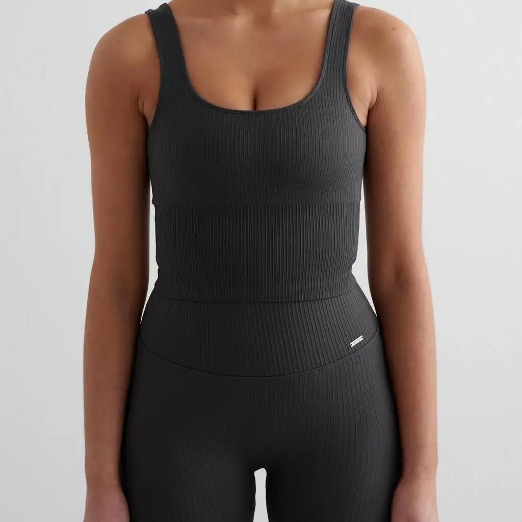 Women's Bralette Ribbed Seamless Medium Support Removable Pads Shadow Grey Grey