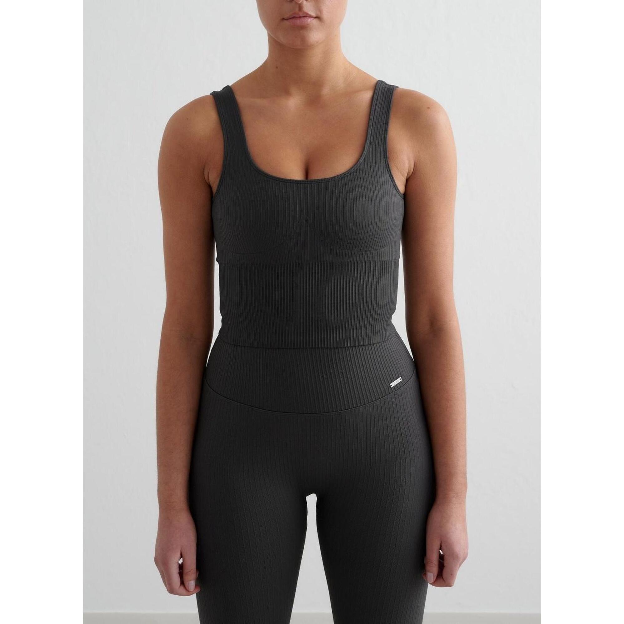 Aim'n - Femme Soutien-gorge De Sport Côtelé Sans Couture Bralette Gris Foncé - Brassière - Gris - 32 3xs - Decathlon