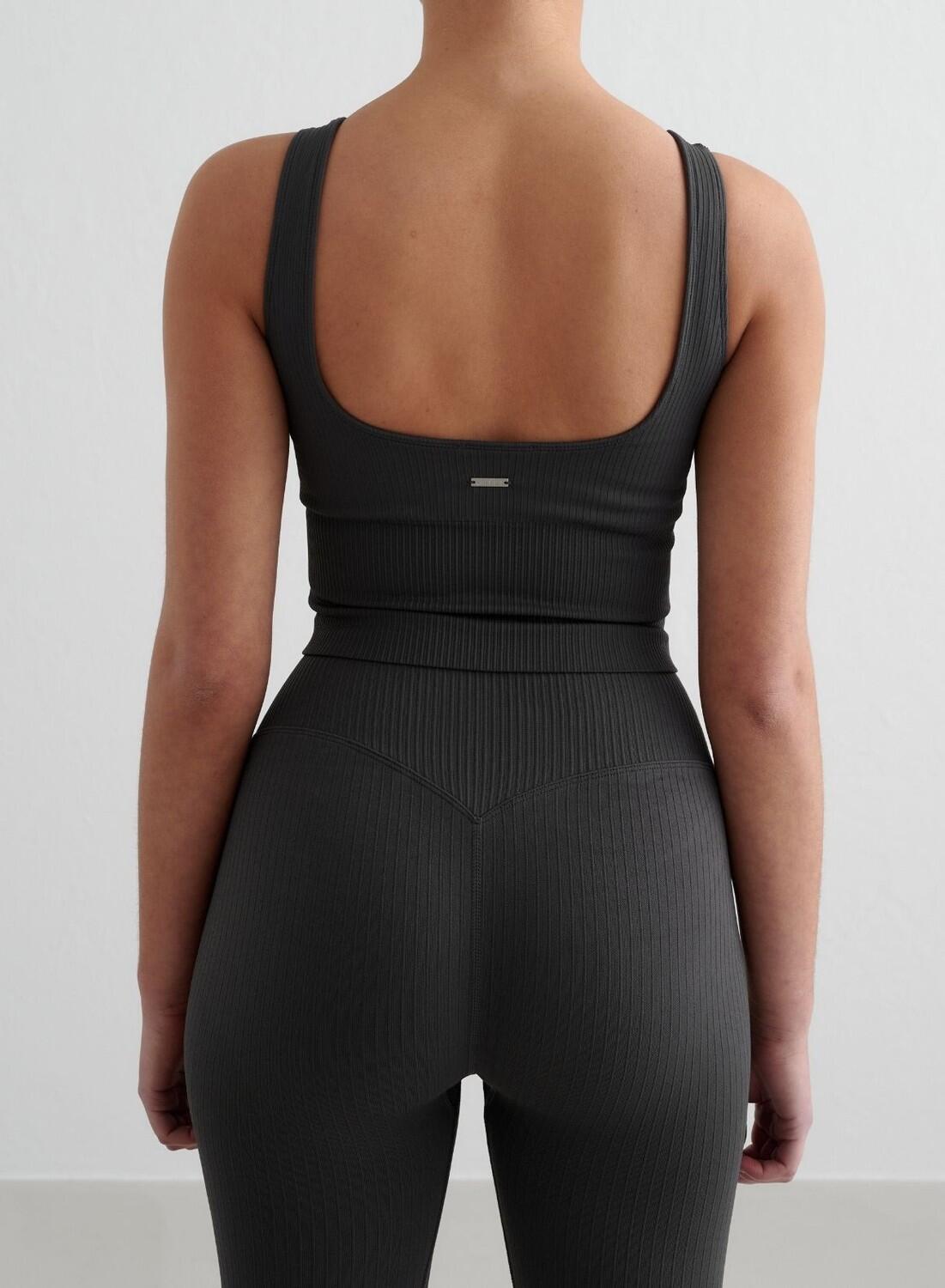 Femme Soutien-gorge de sport Côtelé Sans Couture Bralette Gris Foncé 2/4