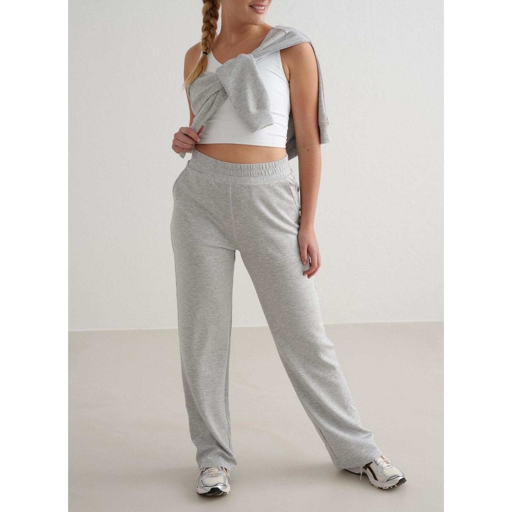 Aim'n - Femme Pantalon De Survêtement À Jambe Large Respirant Gris Clair - Pantalons - Gris - Decathlon