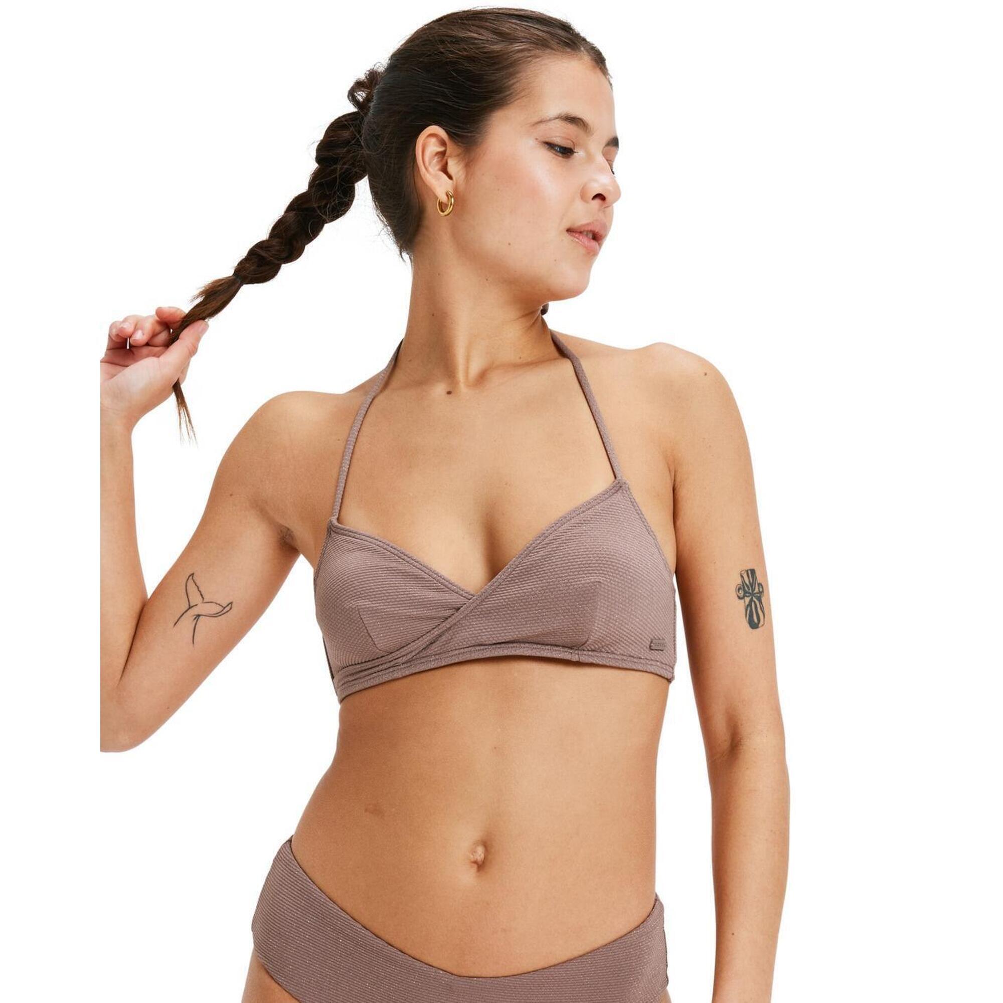 Roxy - Haut De Maillot De Bain Brassière Lasca Marron Femme - Haut De Maillot De Bain (bikini) - Marron - 40 M - Decathlon
