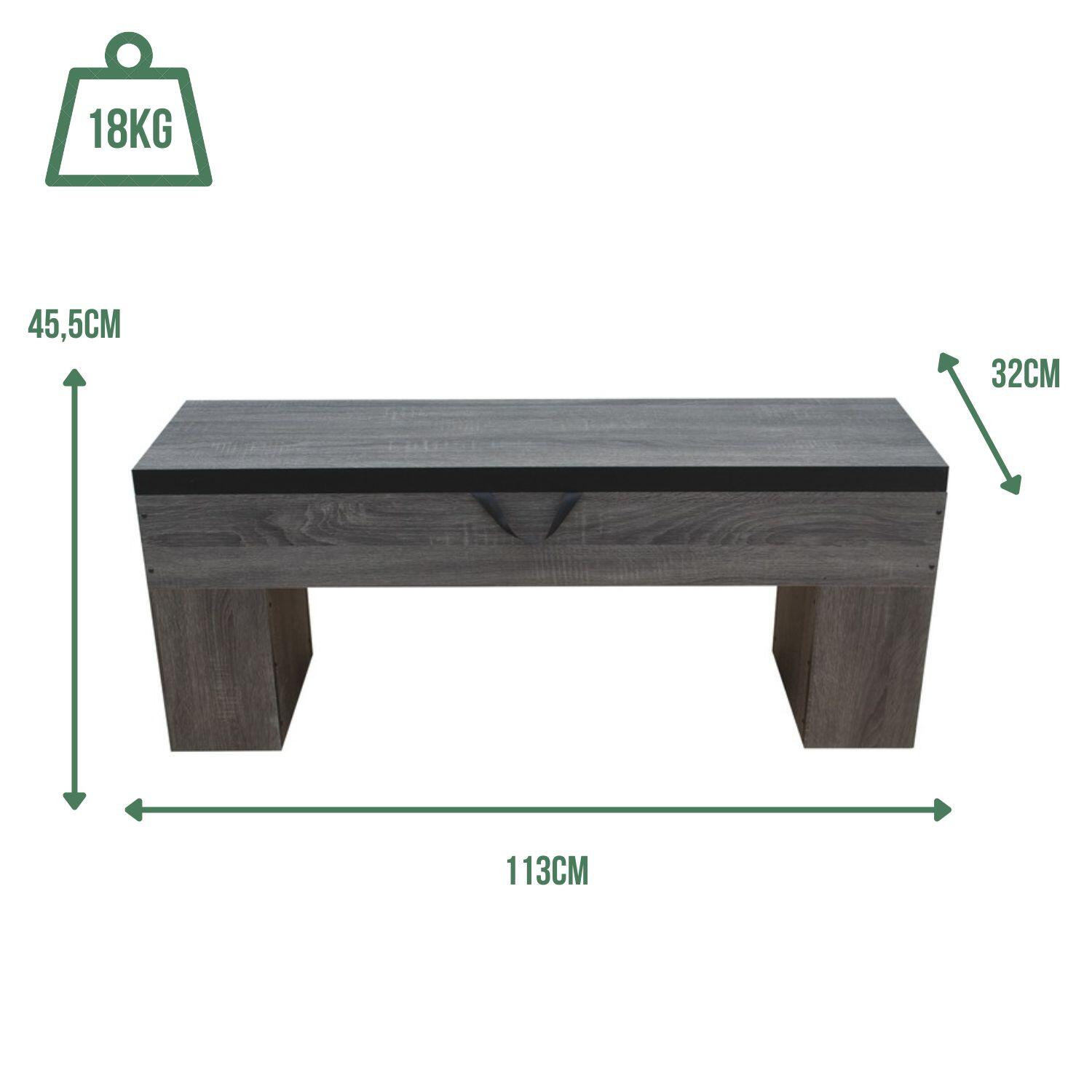 Banc Bois avec rangement -113 x 32 x 45.5 cm-Classic 3/5