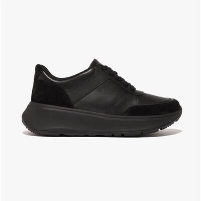 Fitflop f-mode suede/leren sneakers geheel zwart 36