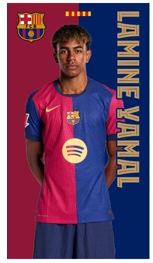 Fc barcelona handdoek / badlaken lamine yamal 140x70 cm