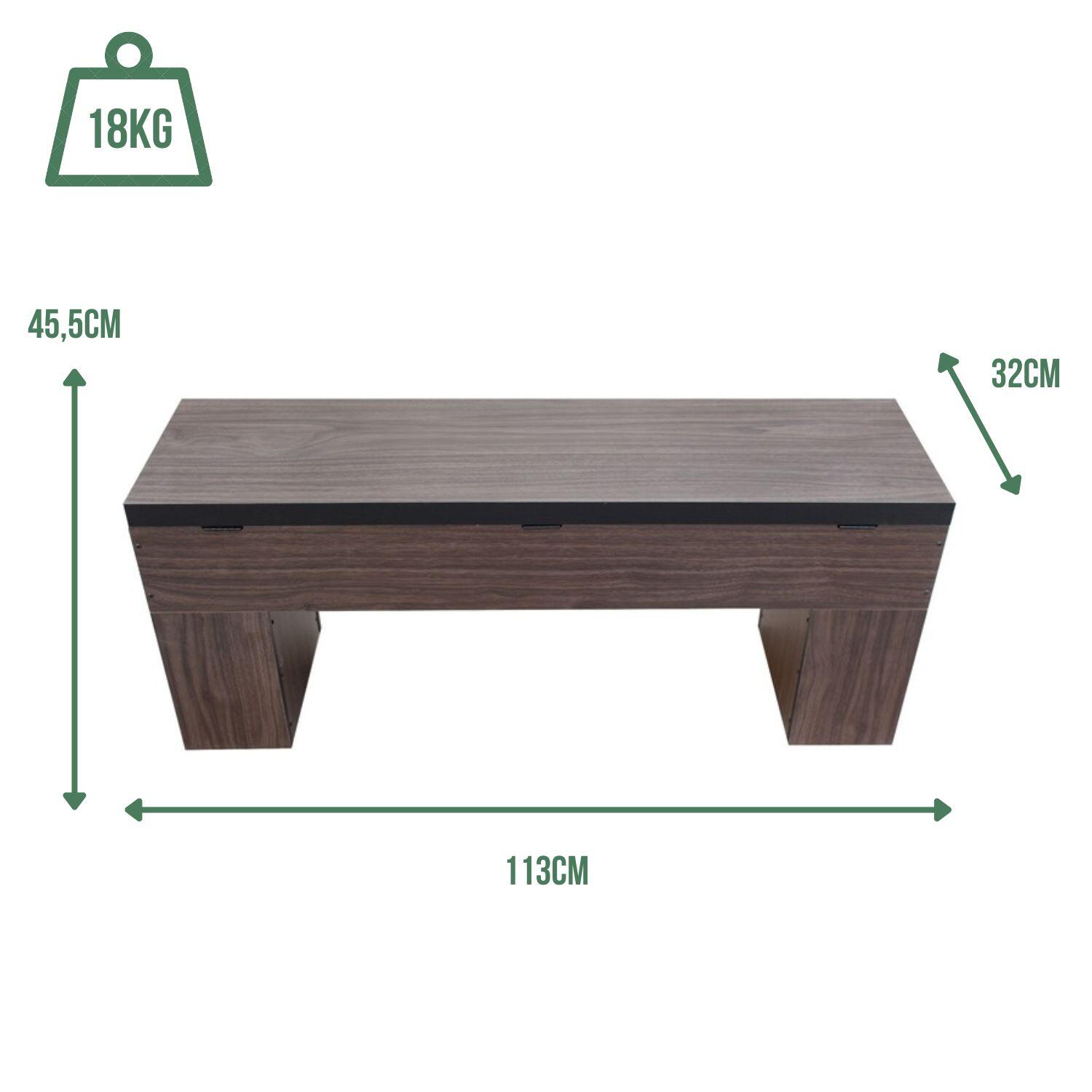 Banc Bois avec rangement -113 x 32 x 45.5 cm-Classic 3/5