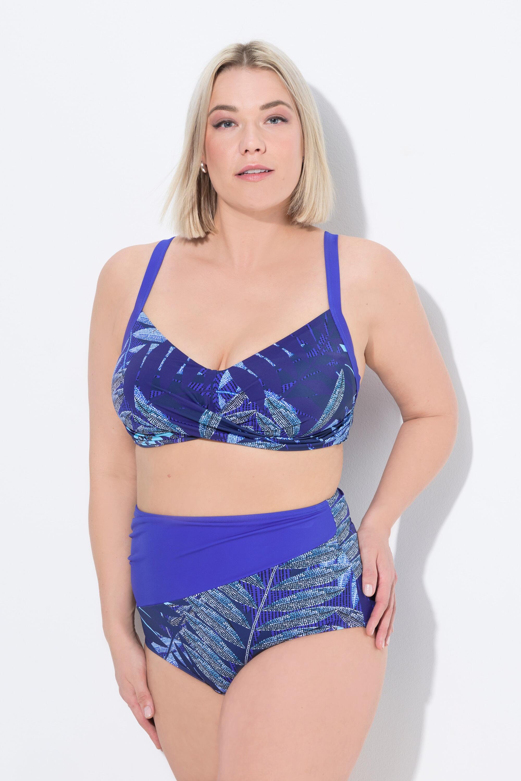 ULLA POPKEN Damen Bikini Farnmuster Softcups drapiert