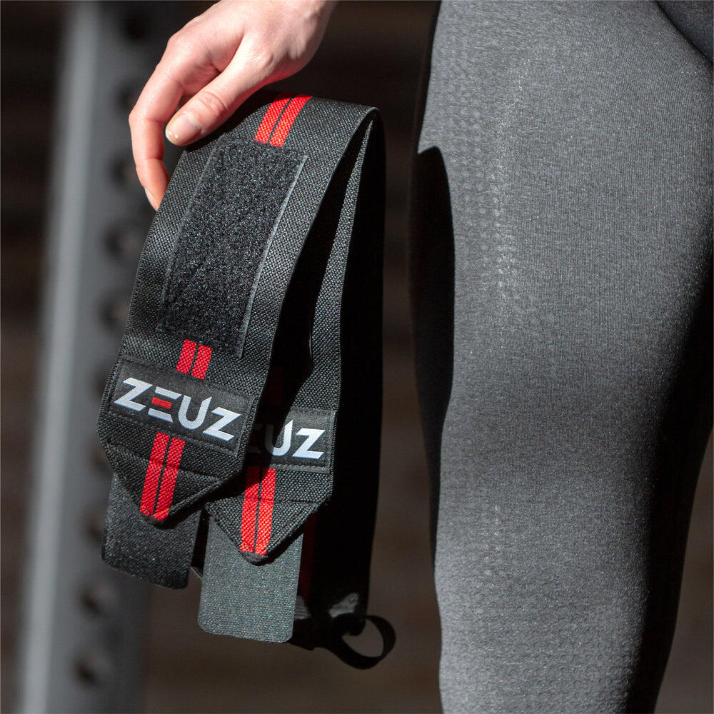 ZEUZ Set di 2 fasce da polso per fitness e Functional Fitness – Rosso e nero 6/7