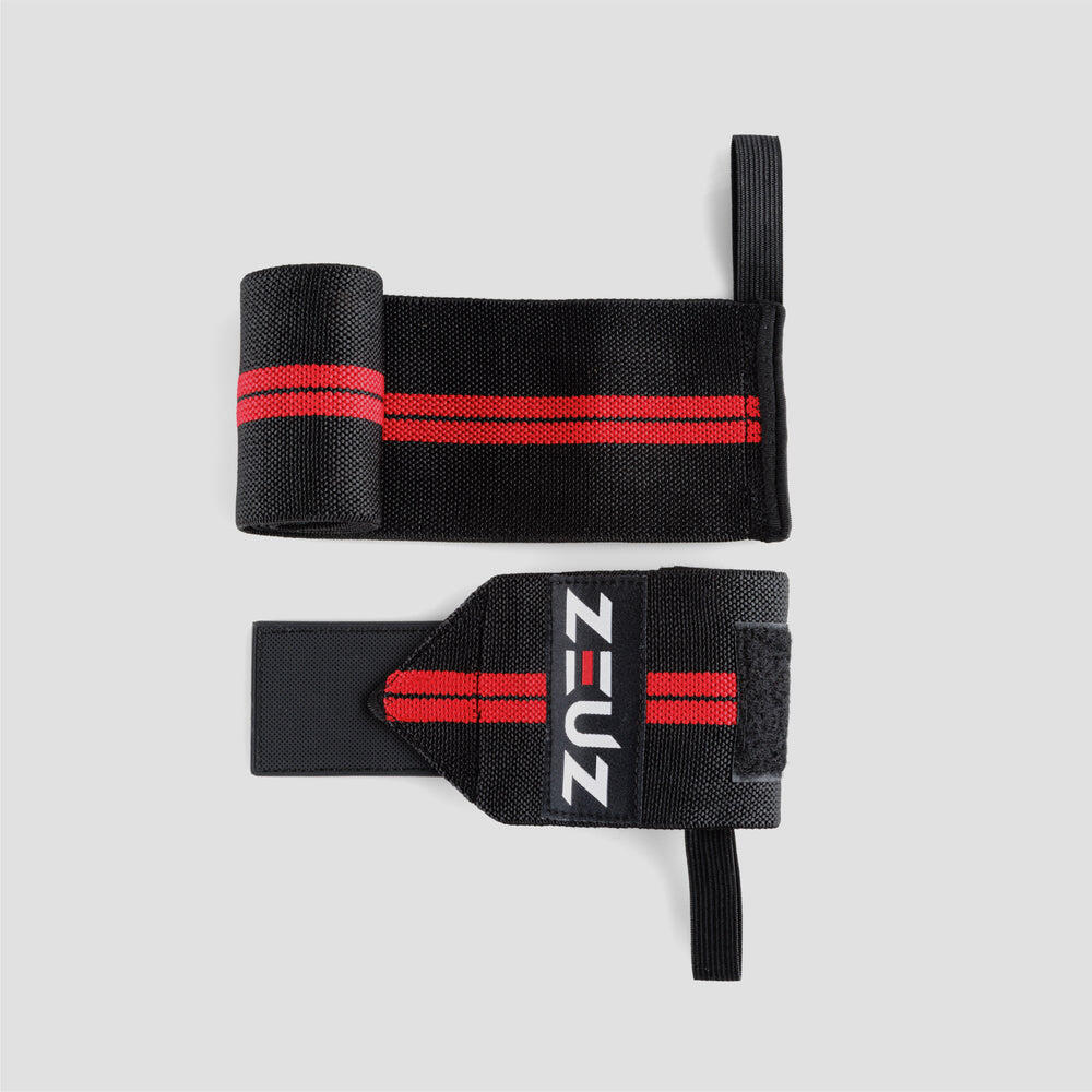 ZEUZ Set di 2 fasce da polso per fitness e Functional Fitness – Rosso e nero 3/7