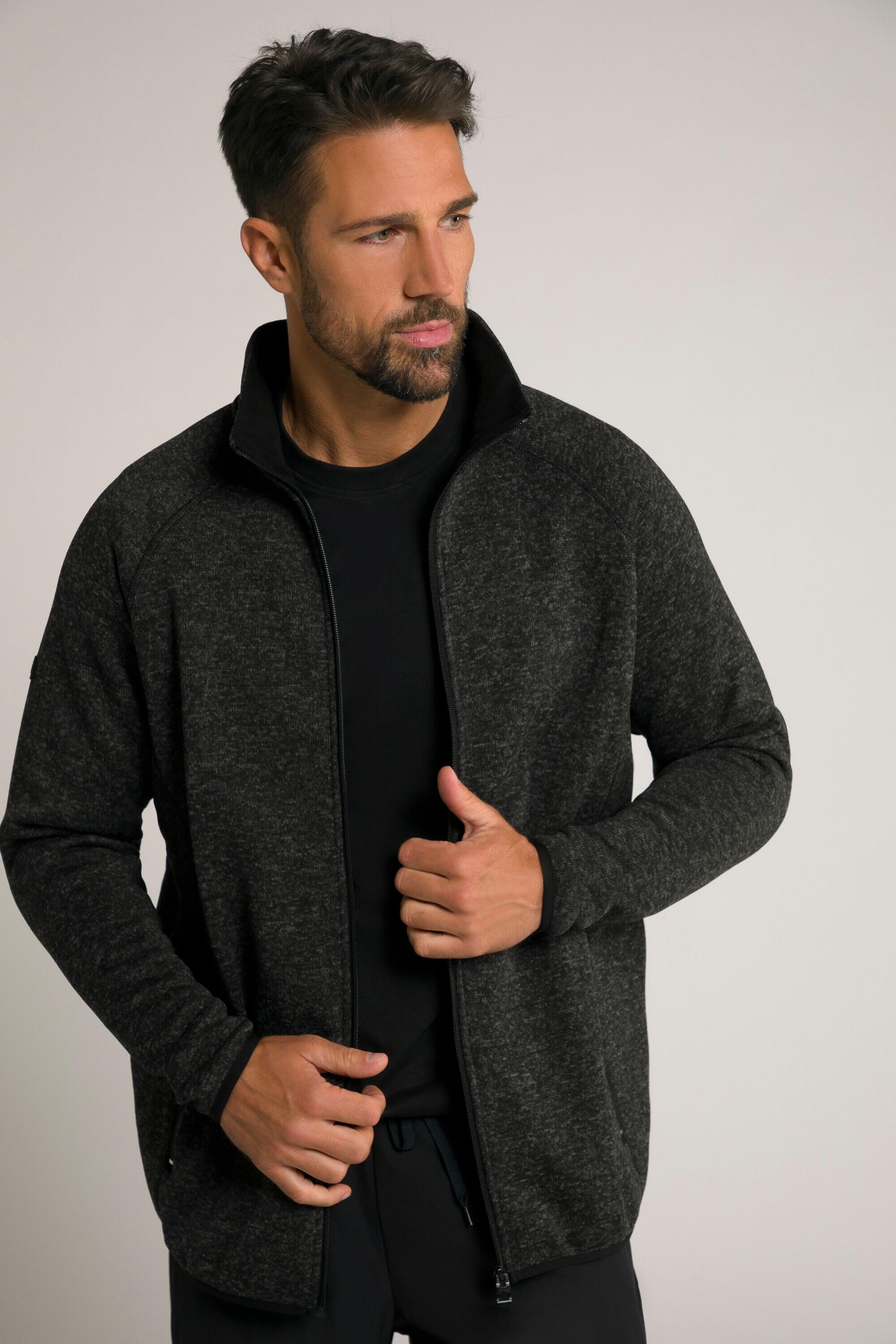 JAY-PI Men's JAY-PI Fleece Jacket Black, Long Fit, 100% Polyester