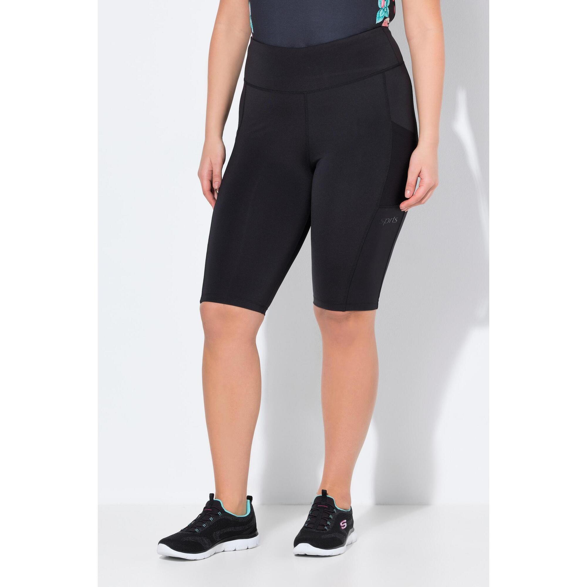 Ulla Popken - Femme Legging Court En Matière Recyclée Taille Élastique Et Poche En Mesh - Legging - Noir - Decathlon