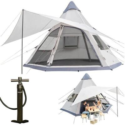 Opblaasbare familietent tipi hetta 460 air protect - 6 personen - genaaide vloer