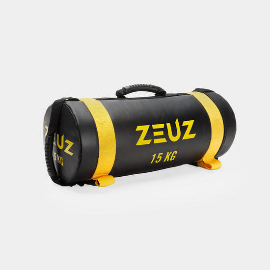 Sac de frappe ZEUZ Powerbag 15 kg – Sac de sable – 55 x 22 cm – Noir et jaune