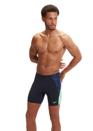 Maillot de bain mi-long Speedo END+ MAX Splice - Bleu marine/vert - Taille 40