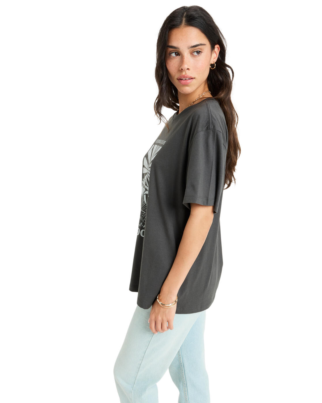 T-shirt manches courtes sérigraphié HANGLOOSE THE SKY Noir Femme 3/4