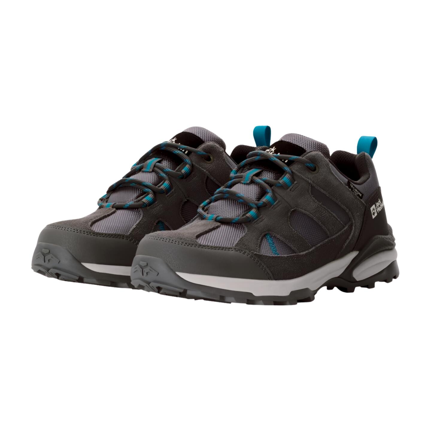 Jack Wolfskin Trail Hiker Texapore Walking Shoes-Tarmac Grey / Light Blue 3/4