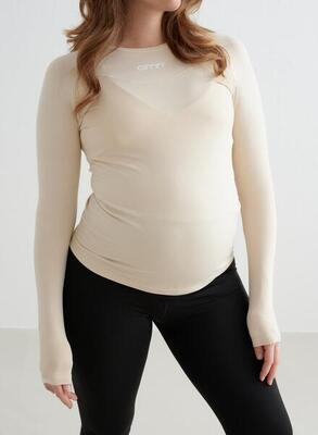 Dames yoga zwangerschapsshirt met korte mouwen zacht vochtafvoerend crème