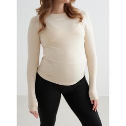 Femme Yoga T-shirt de Maternité à Manches Courtes Doux Respirant Crème