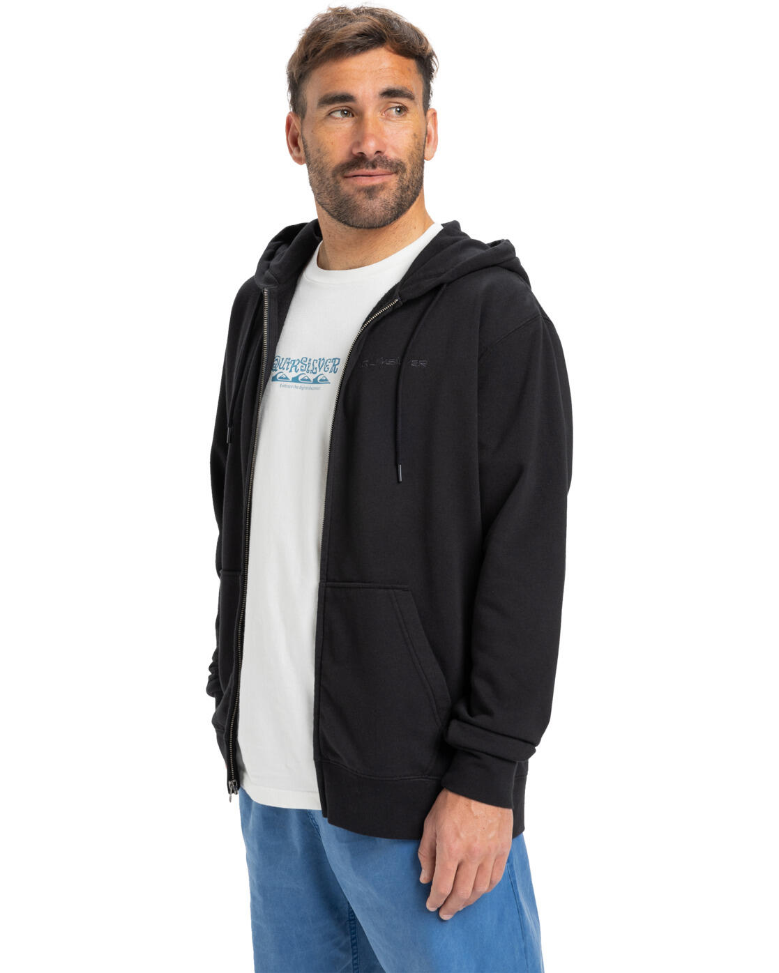 Sudadera con capucha y cremallera SALT WATER Negro Hombre 3/4