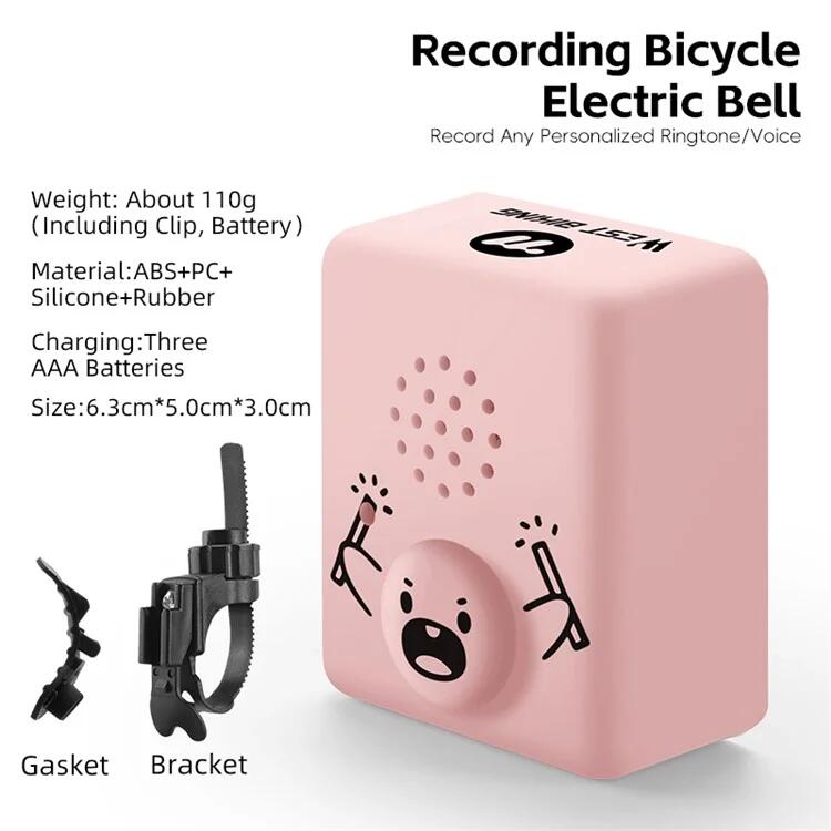 Campanello WEST BIKING 120dB rosa, registrazione audio per MTB 2/7