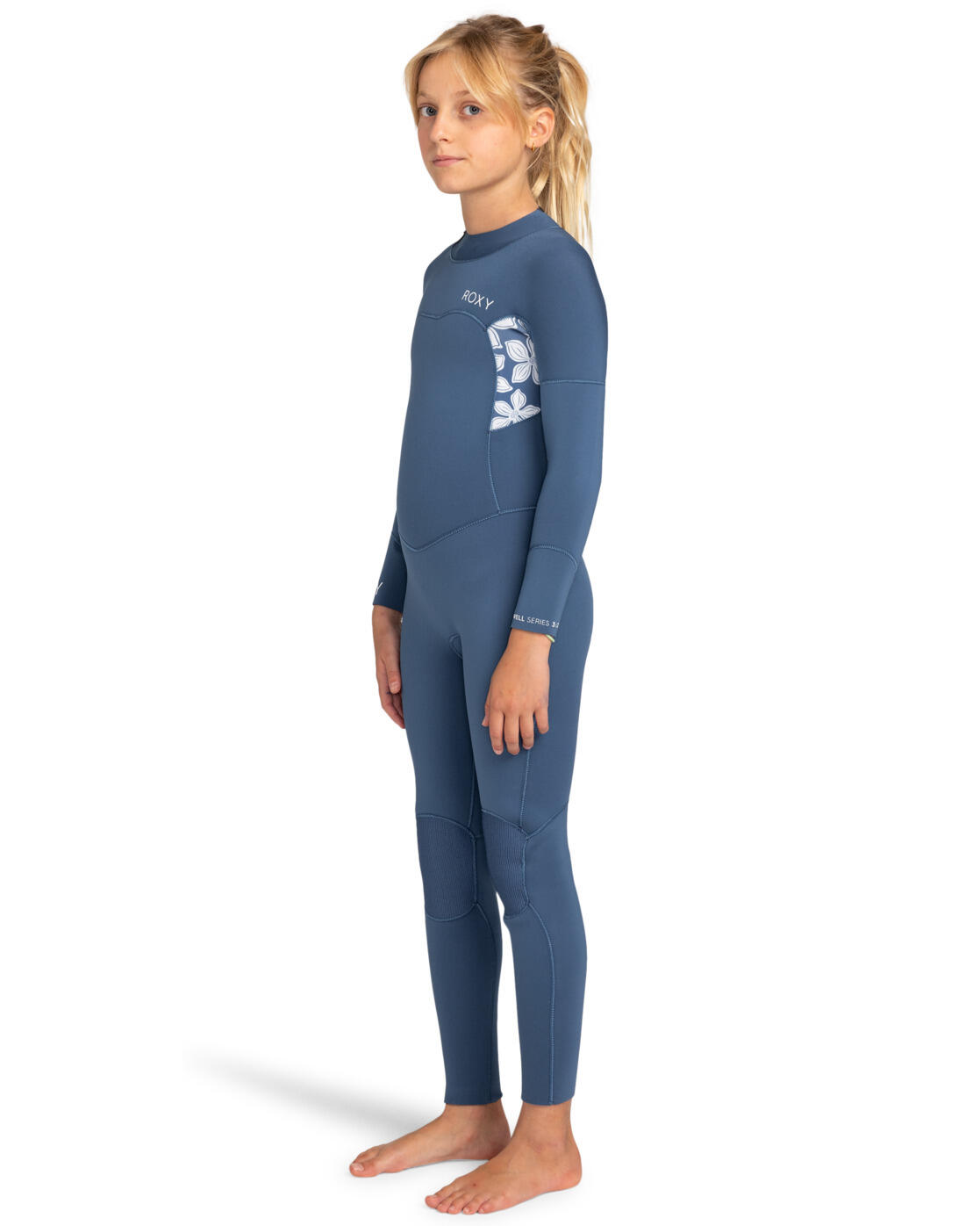 Back-Zip-Neoprenanzug 4/3MM SWELL SERIES Blau Mädchen 3/4