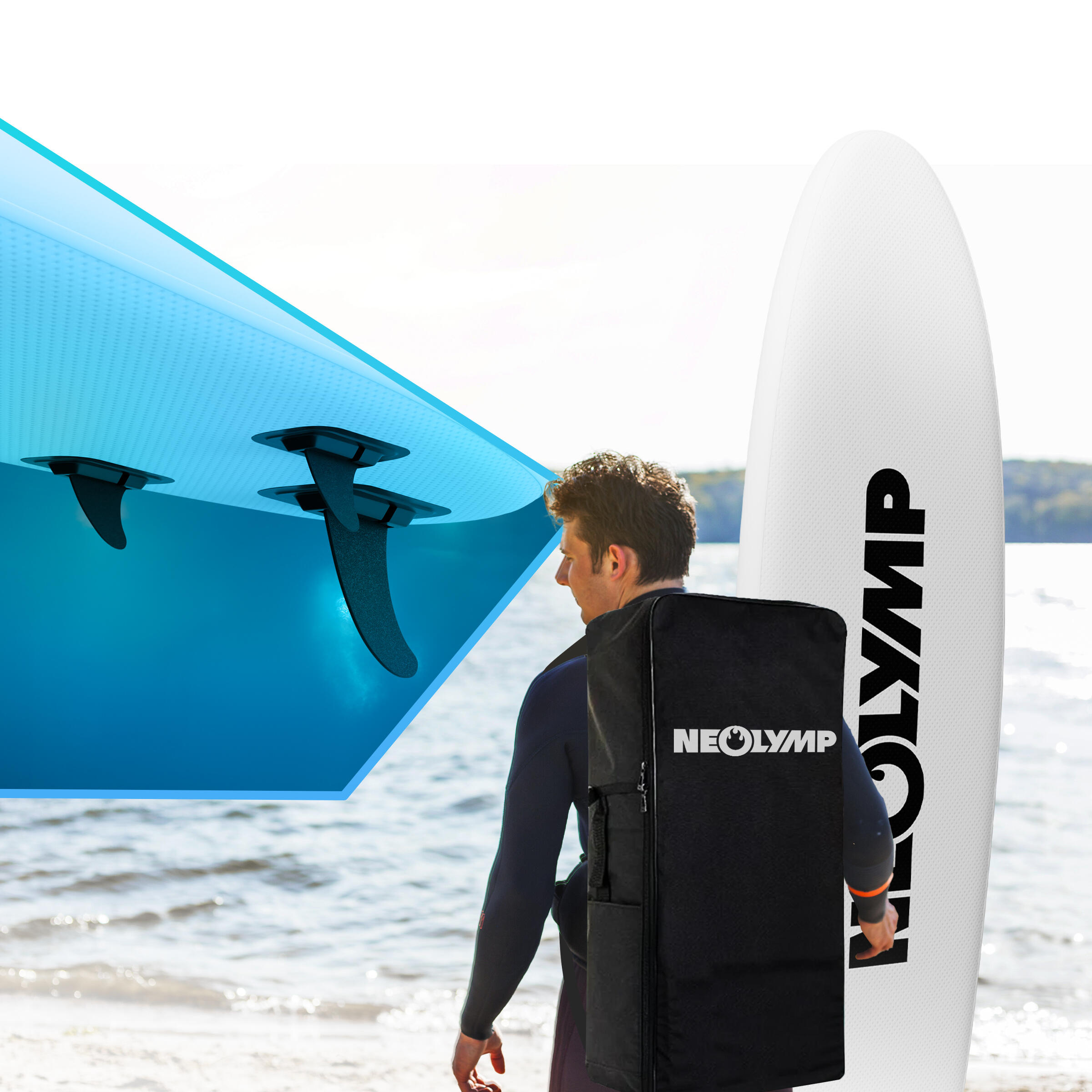 NEOLYMP SUP Board 315 cm Komplettset: Kajaksitz, Pumpe, Rucksack – 150 kg 4/7