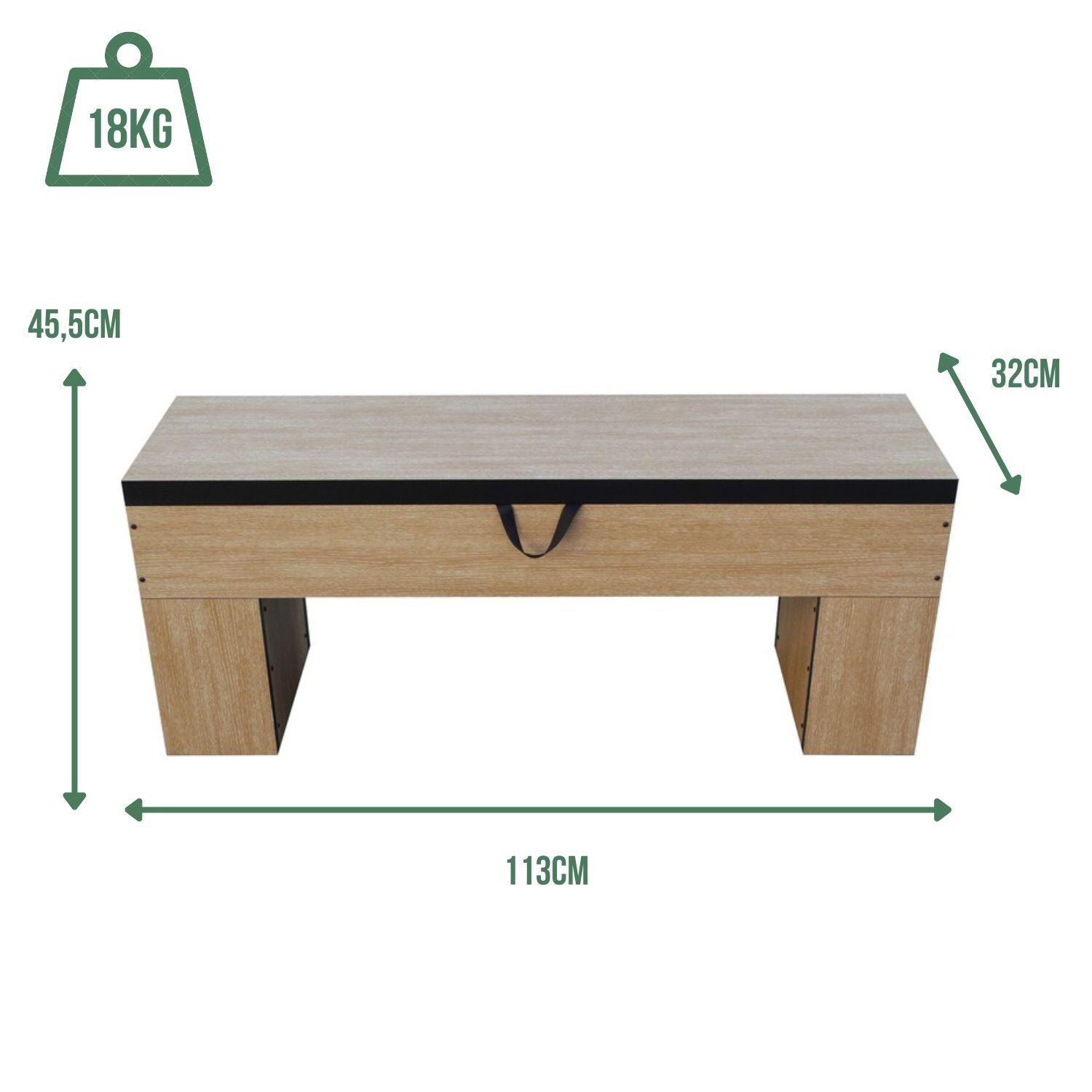 Banc Bois avec rangement -113 x 32 x 45.5 cm-Classic 3/5