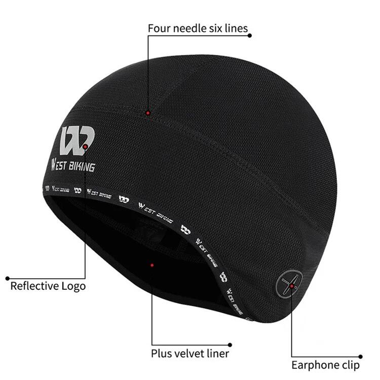 Cappello da ciclismo termico antivento  e foro per auricolari - Nero 5/7