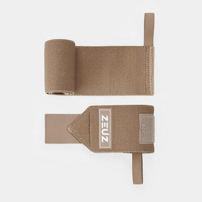 Zeuz 2 stuks wrist wraps voor fitness & crossfit – polsband – polsbrace – beige