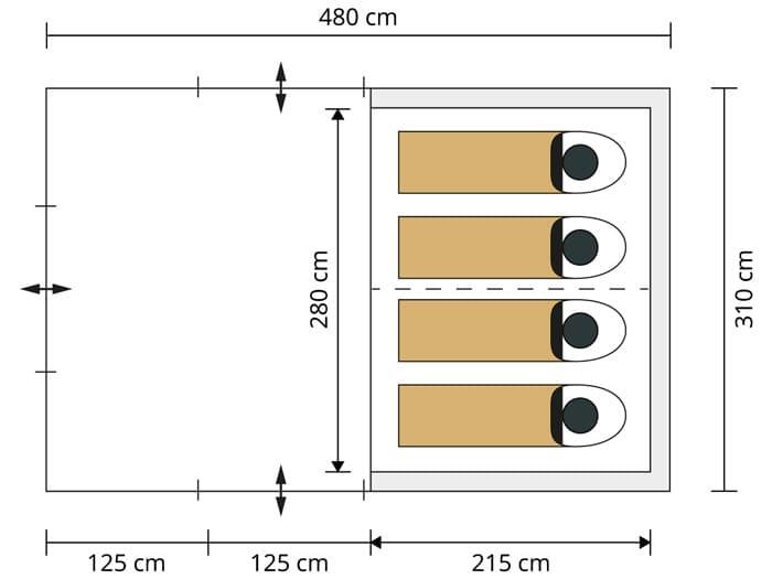 Seconde vie - Tente tunnel Gotland 4 Sleeper Protect - Cabine sombre, Sol cousu 7/8