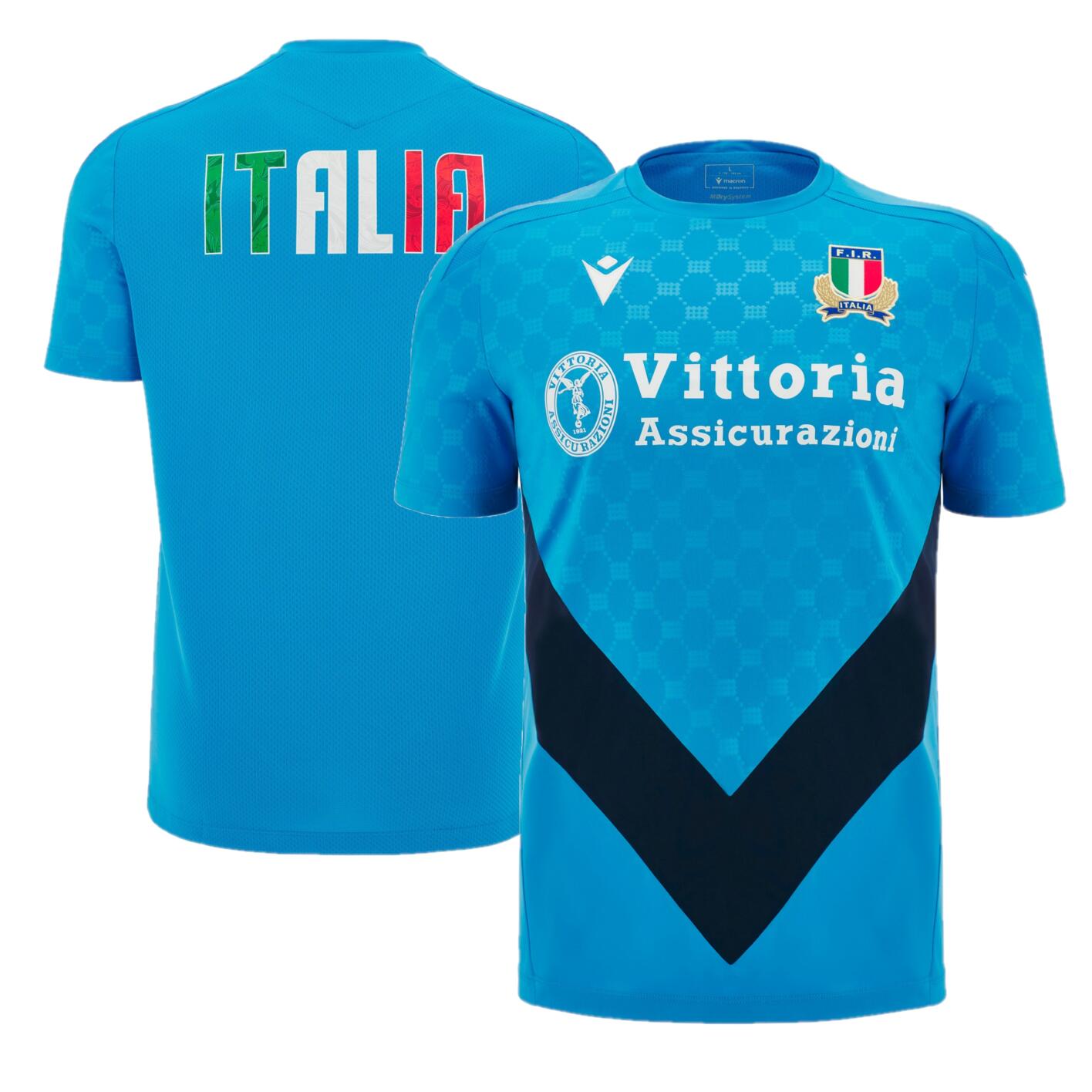 MACRON Italy Rugby Men's Training T-Shirt Macron 24/25 Light Blue Top