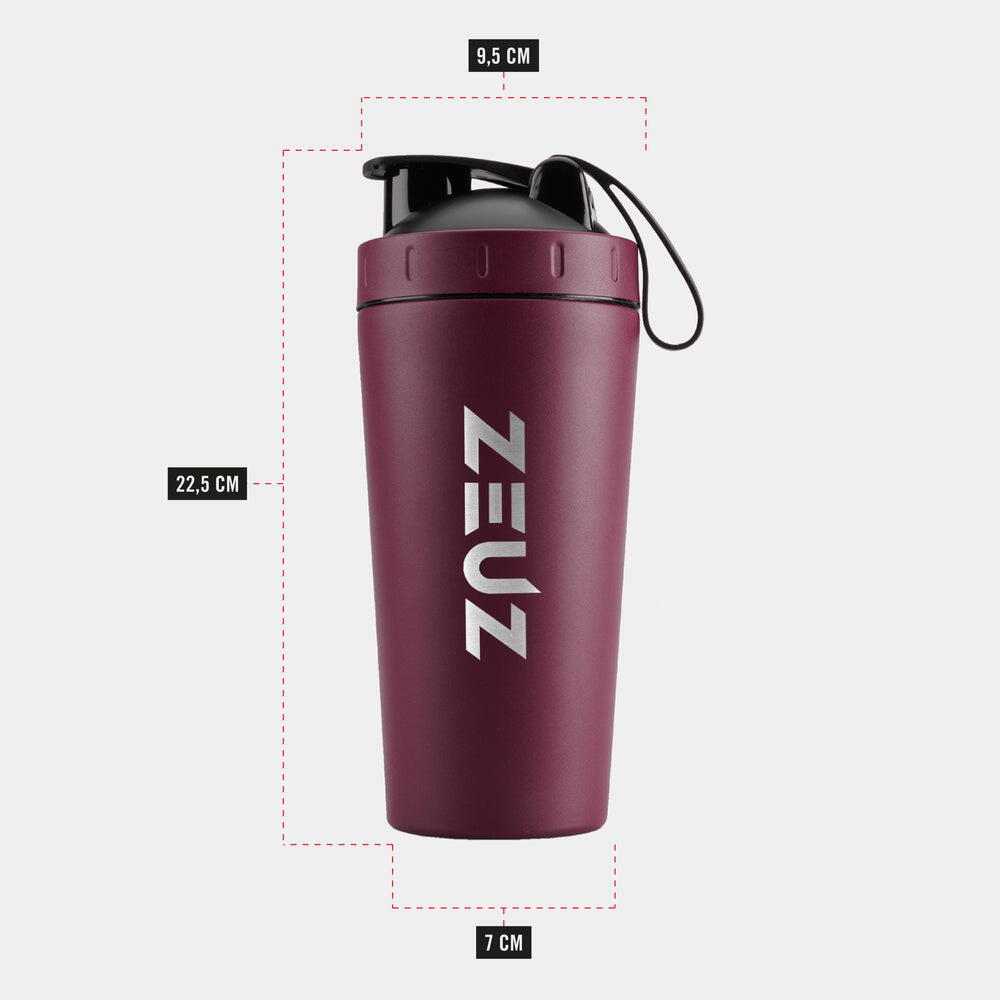 Gourde shaker ZEUZ Premium en acier inoxydable – 700 ml – Rouge Bordeaux 5/5