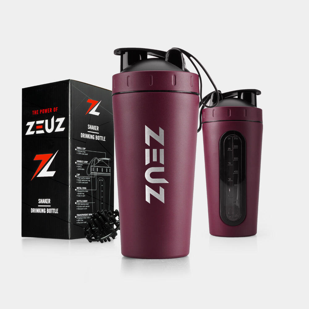 Gourde shaker ZEUZ Premium en acier inoxydable – 700 ml – Rouge Bordeaux 3/5
