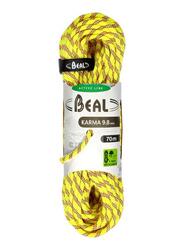 Corde d'escalade Beal Karma 9,8 mm 70 m jaune haute visibilité souple
