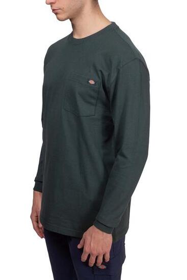 T-shirt - Sport - Homme - Manches longues, poche - Vert foncé
