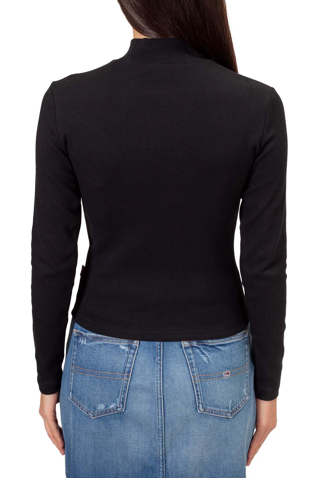 Top - Sportswear - Women - Slim fit ribbed pullover - Black 3/5