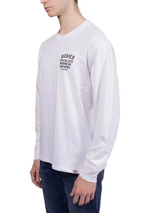T-shirt - Sportswear - Homme - Manches longues, coupe relaxed, imprimé - Blanc