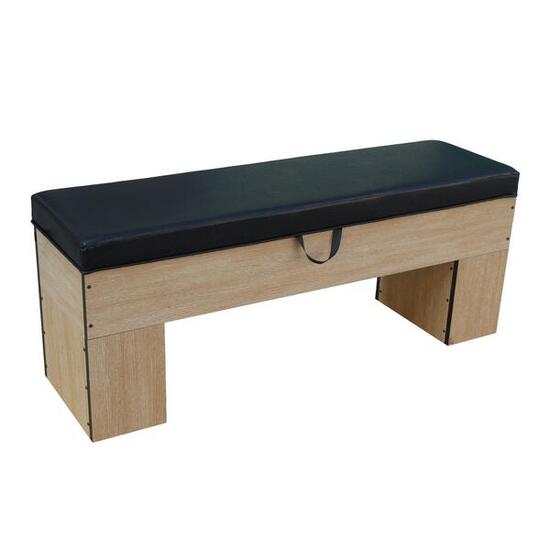 Houten bank met opbergruimte 113 x 32 cm met kussen - Deluxe
