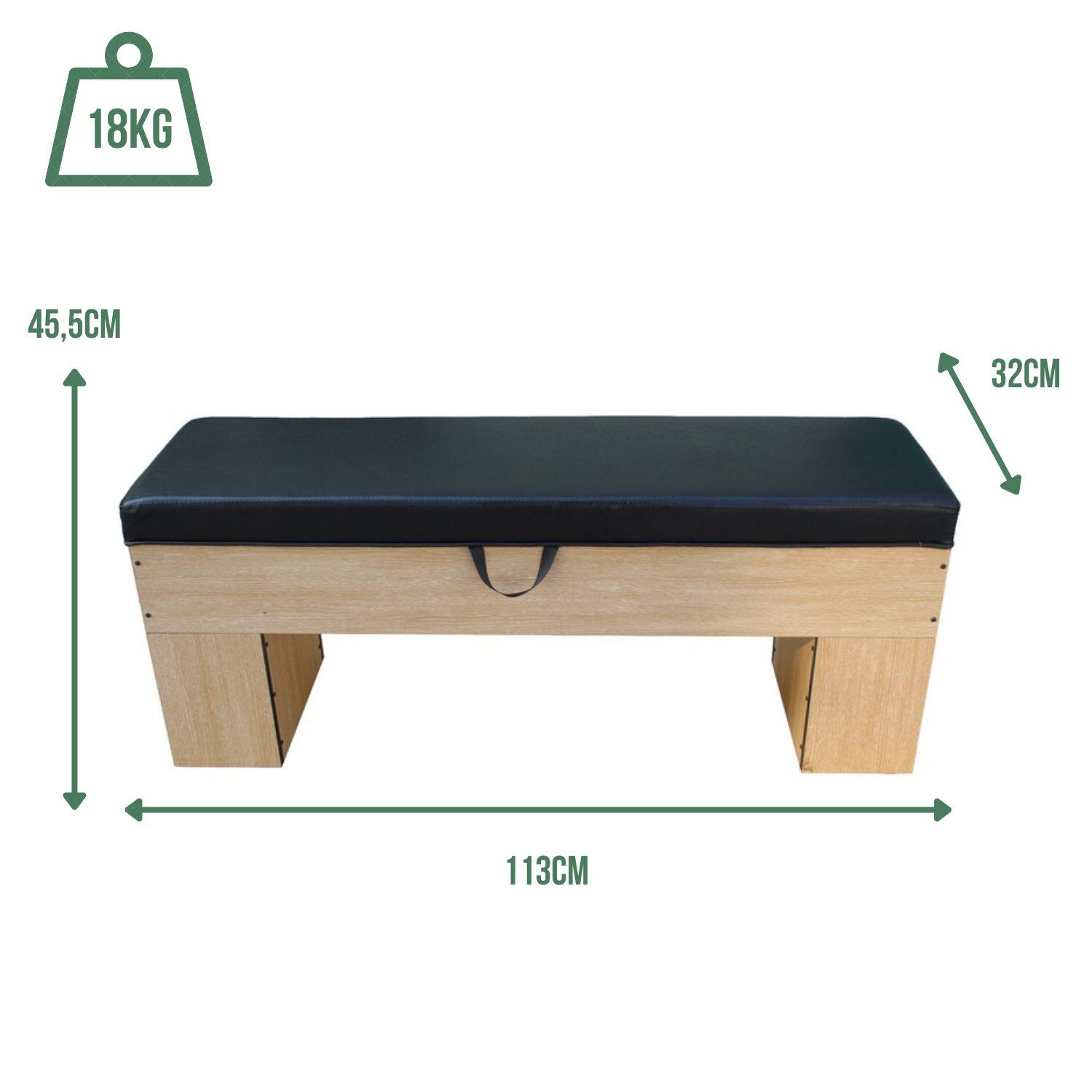 Banc Bois avec rangement 113 x 32 cm avec coussin - Deluxe 3/5