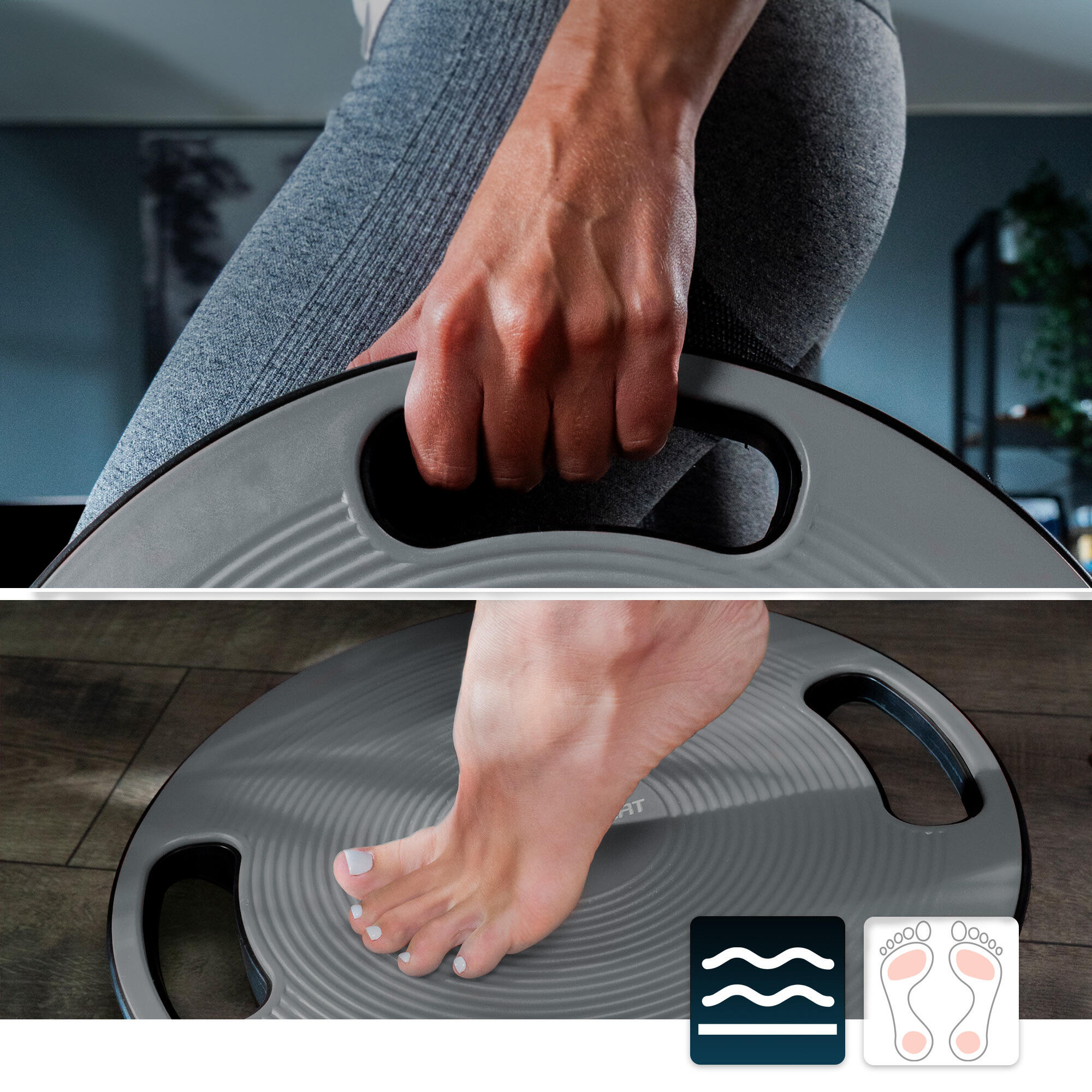 Piattaforma di equilibrio disco grigio, balance ball, palla d'equilibrio 3/7