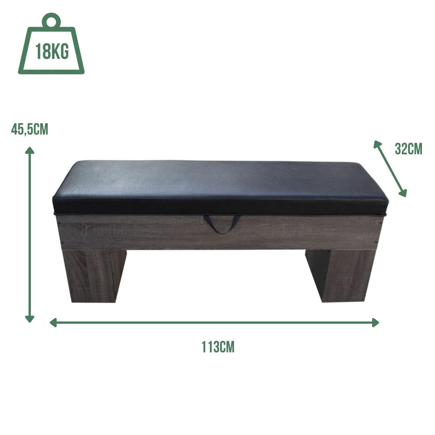 Banc Bois avec rangement 113 x 32 cm avec coussin - Deluxe 3/5