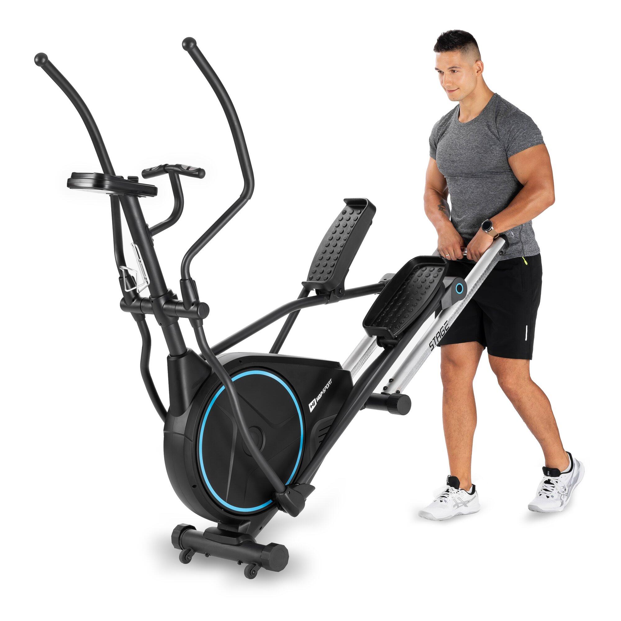 Vélo elliptique électromagnétique connecté, Hop-Sport HS-160CF Stage, Gris 4/7
