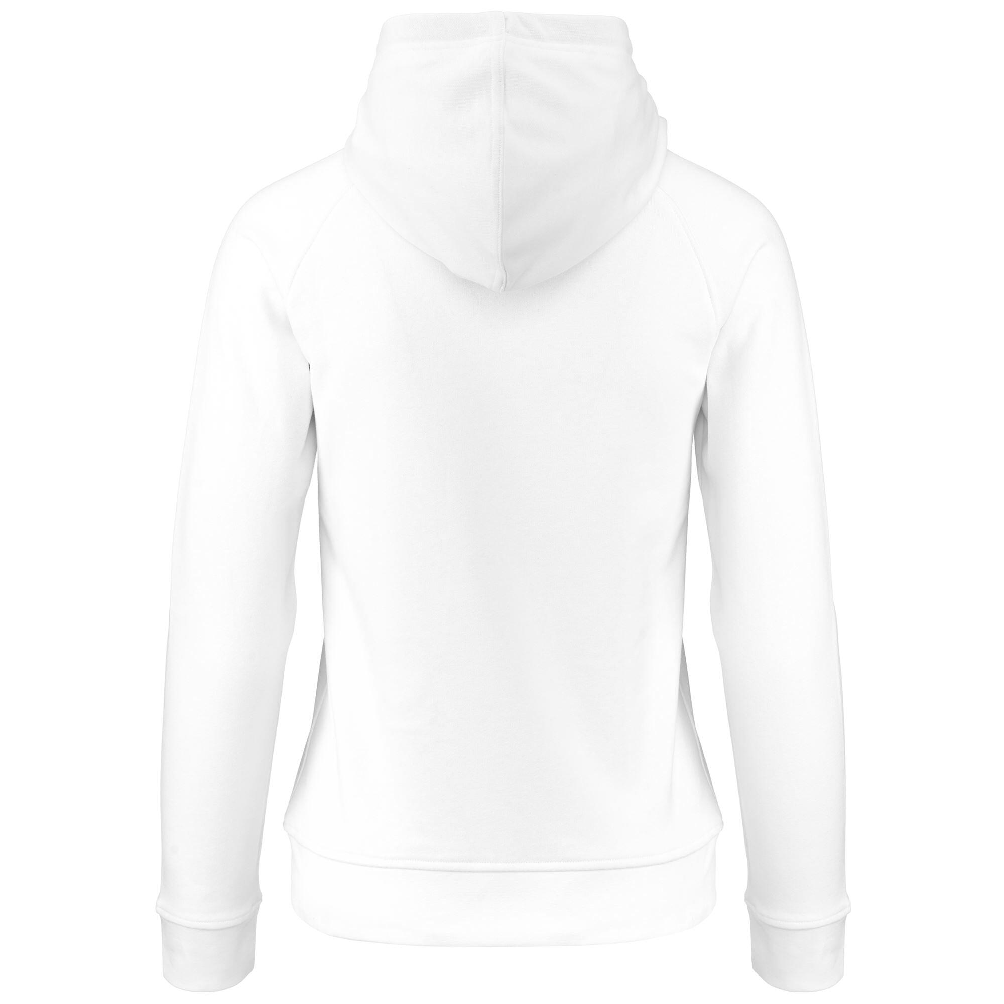 felpa con cappuccio da donna in cotone bianco da fitness 3/4