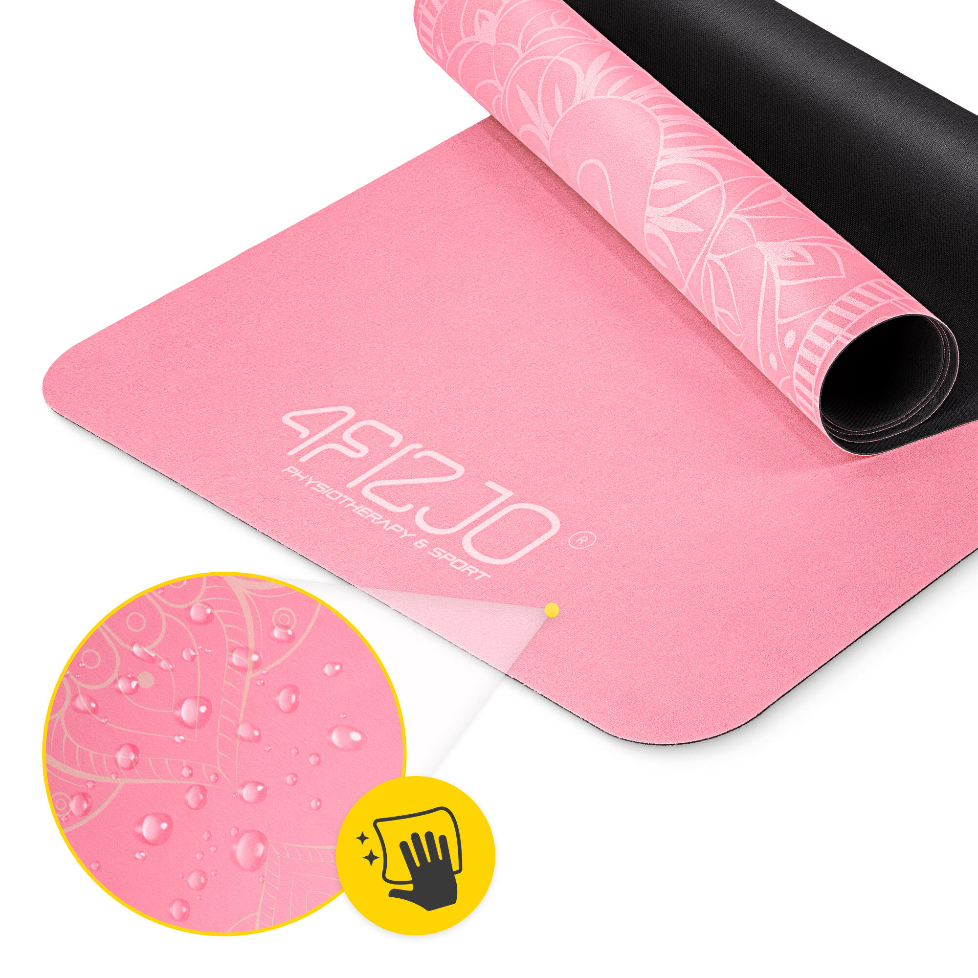 Wildleder Trainingsmatte für Yoga 4FIZJO Yogamatte 183 x 61 cm x 1,5 mm 6/7