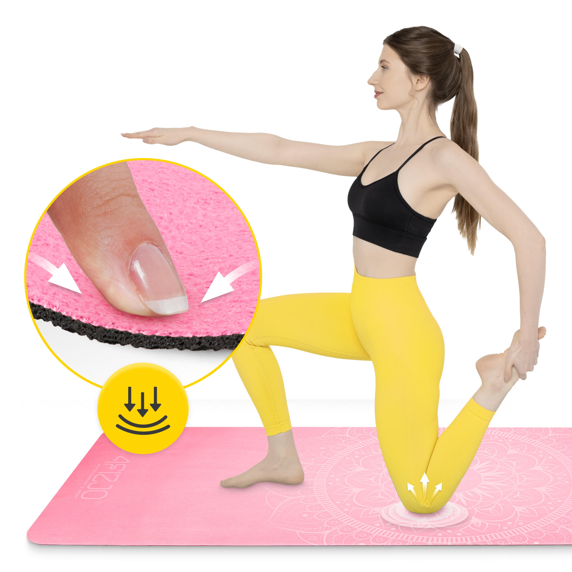 Wildleder Trainingsmatte für Yoga 4FIZJO Yogamatte 183 x 61 cm x 1,5 mm 4/7