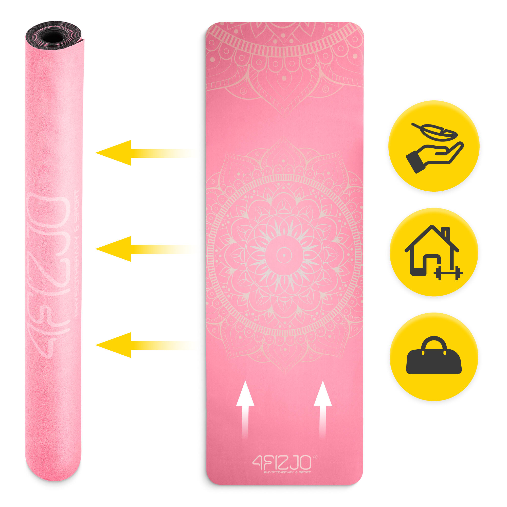 Wildleder Trainingsmatte für Yoga 4FIZJO Yogamatte 183 x 61 cm x 1,5 mm 5/7