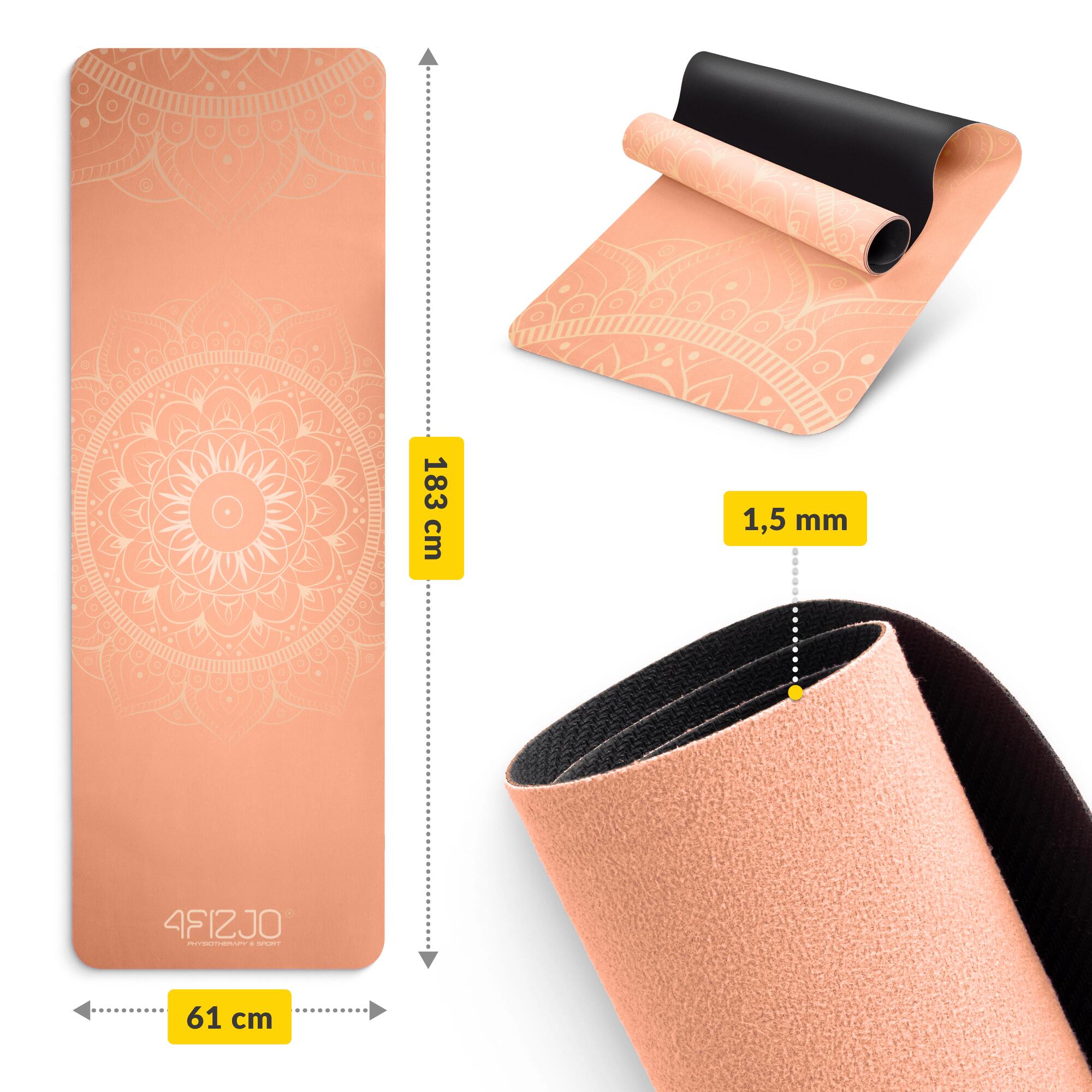 Wildleder Trainingsmatte für Yoga 4FIZJO 183 x 61 cm x 1,5 mm 6/7